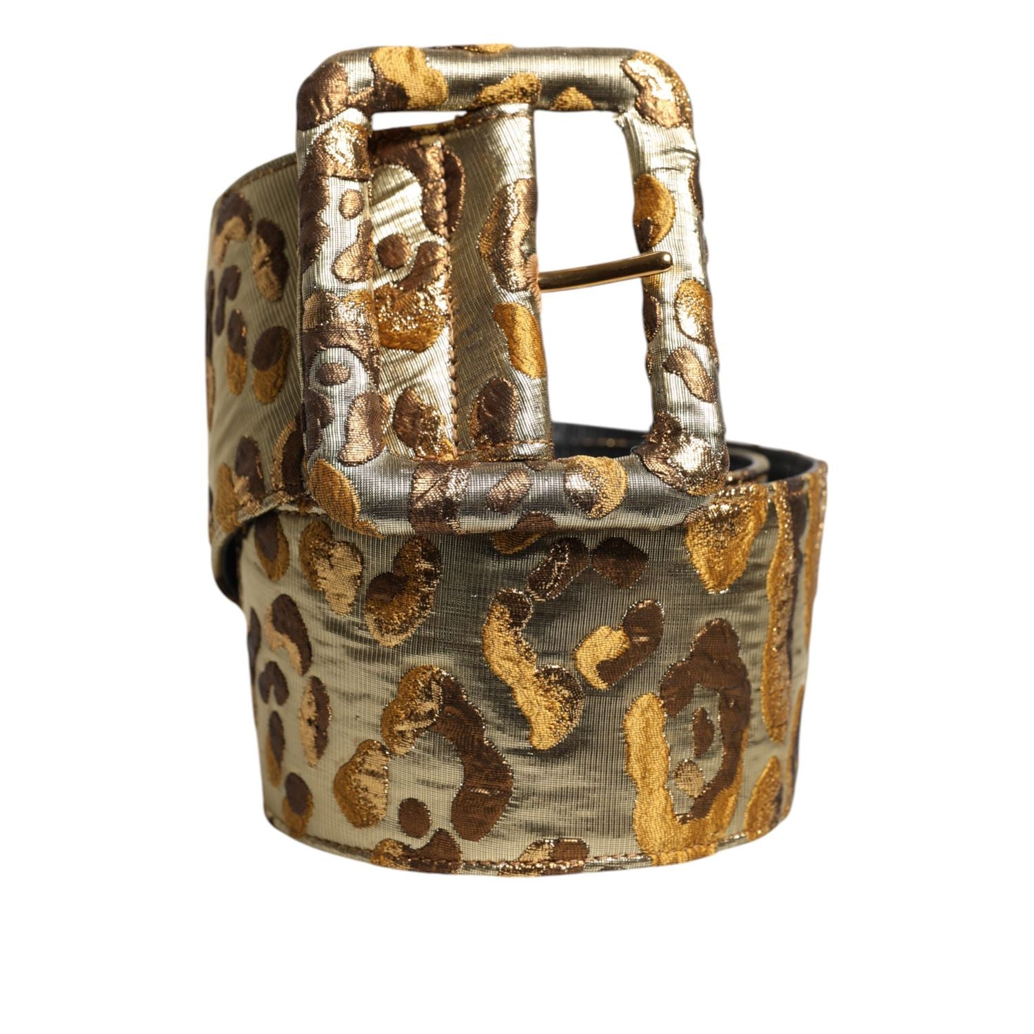 Dolce & Gabbana Gold Spotted Jacquard Fabric Wide Waist Belt