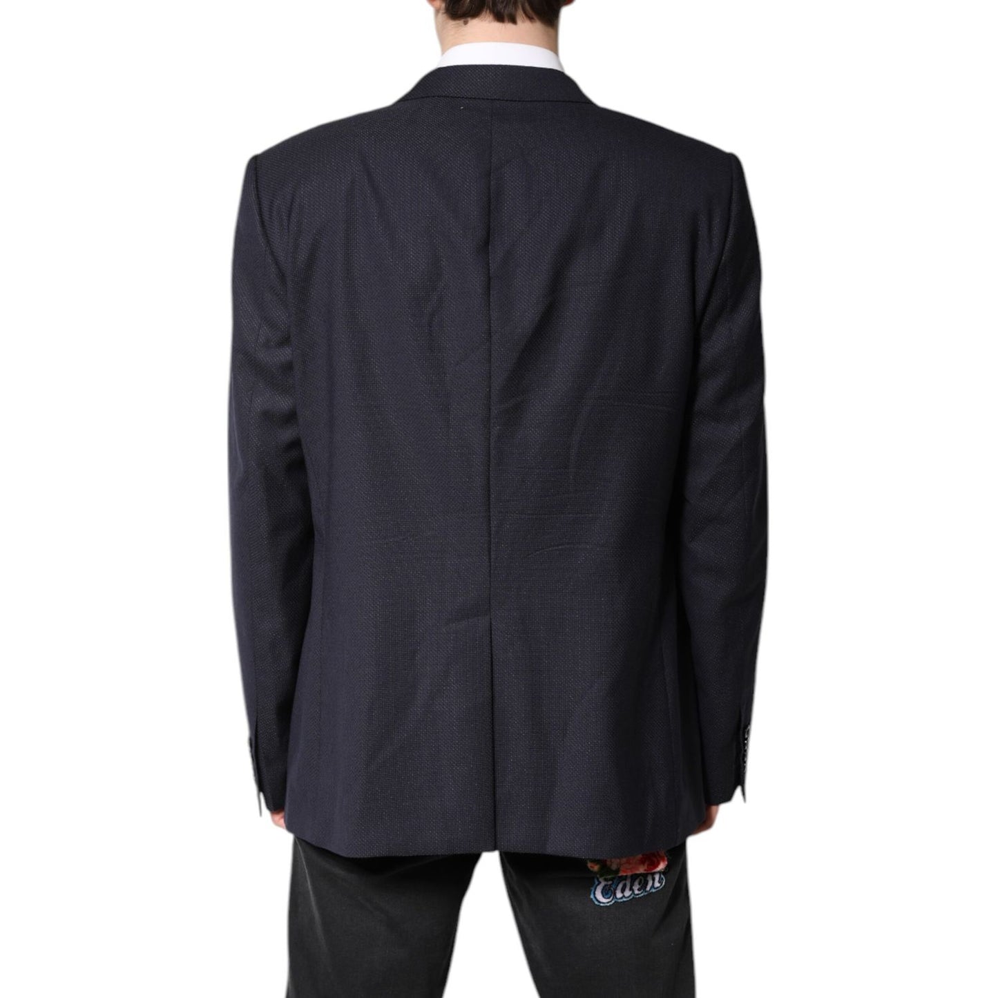 Dolce & Gabbana Black Wool Single Breasted Coat Blazer Suit