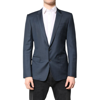 Dolce & Gabbana Blue Single Breasted Men Coat MARTINI Blazer