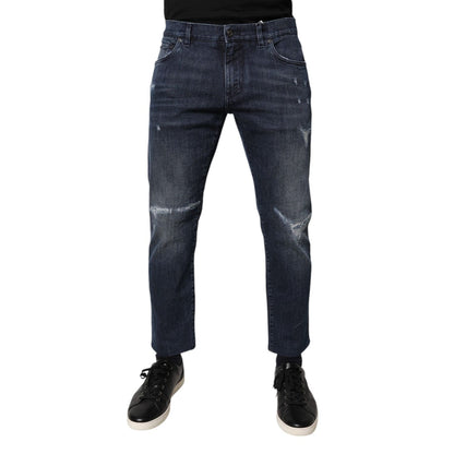 Dolce & Gabbana Blue Cotton Stretch Skinny Men Denim Jeans