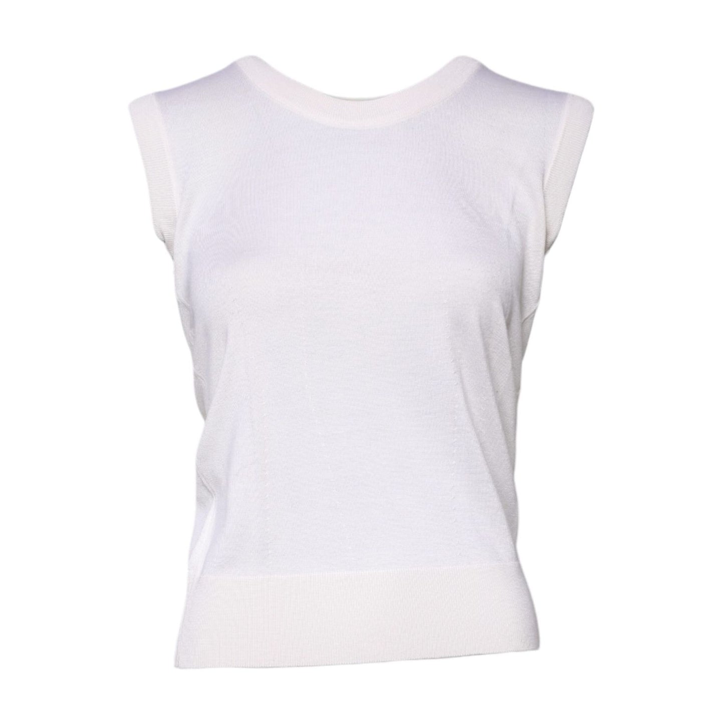 Dolce & Gabbana White Sleeveless Cashmere Round Neck Tank Top