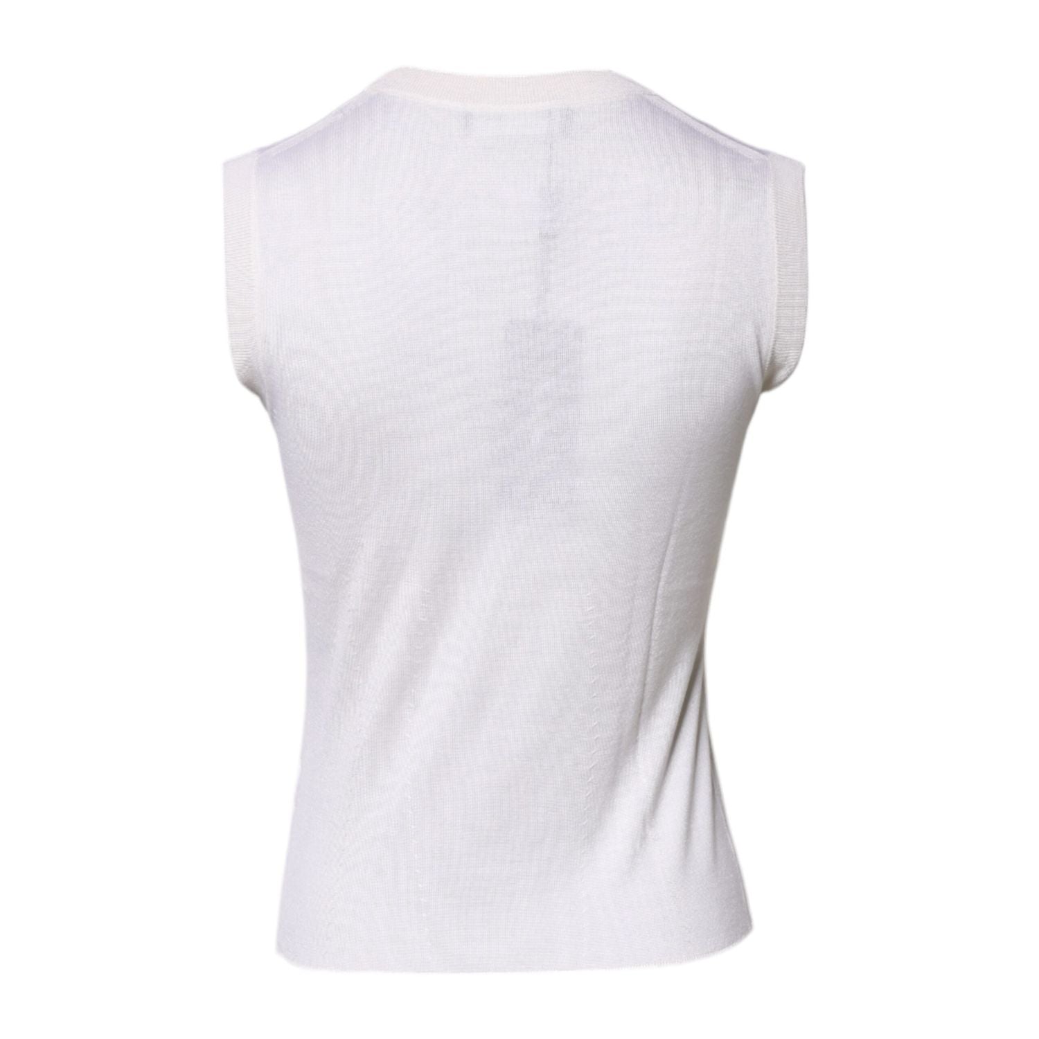Dolce & Gabbana White Sleeveless Cashmere Round Neck Tank Top