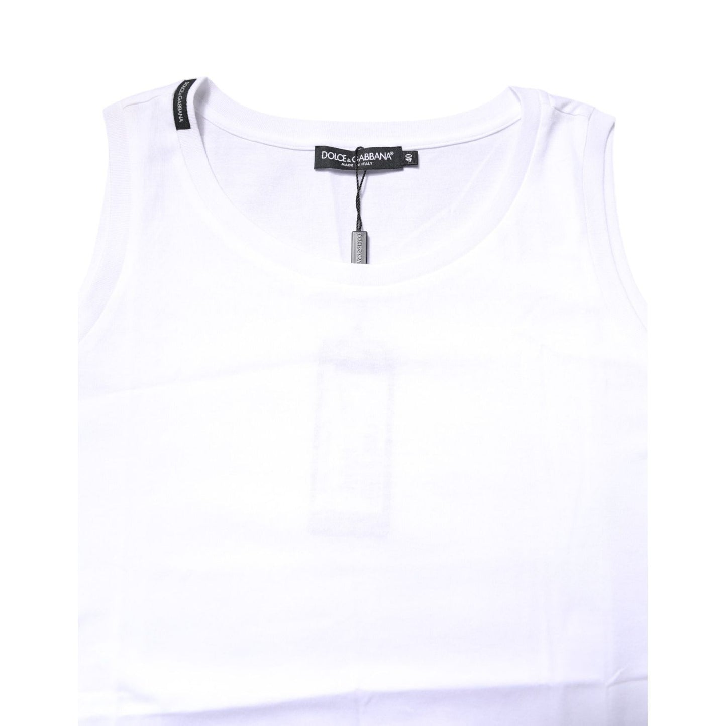 Dolce & Gabbana White Cotton Sleeveless Crew Neck T-shirt TSH878597-36