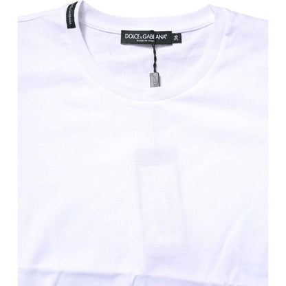 Dolce & Gabbana White Cotton Crew Neck Short Sleeves T-shirt