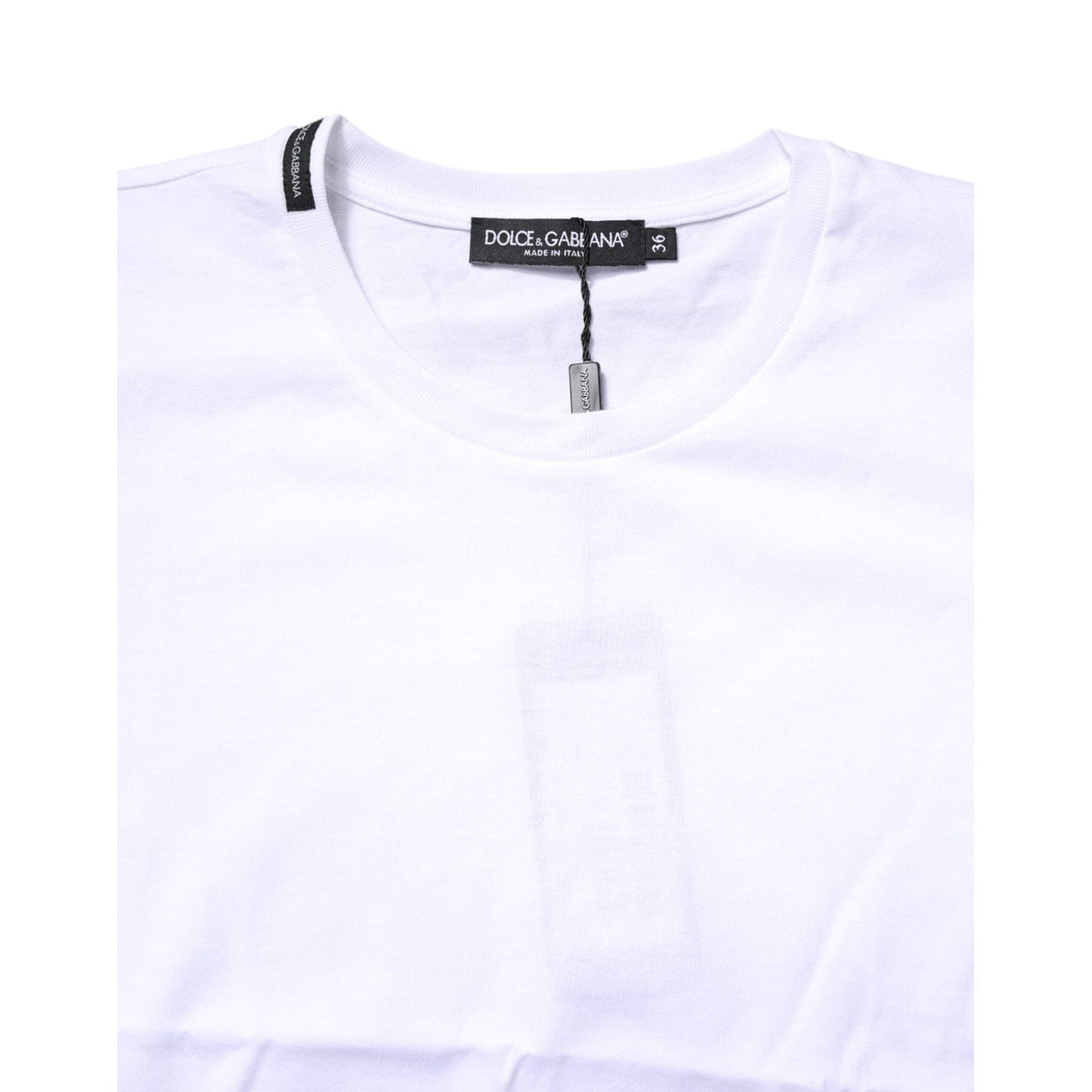 Dolce & Gabbana White Cotton Crew Neck Short Sleeves T-shirt TSH878601-36
