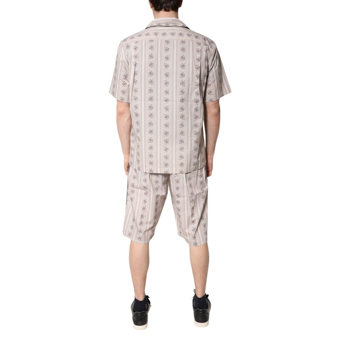 Dolce & Gabbana Beige Floral Print Cotton Men Pajama Set Sleepwear KOS2283-38