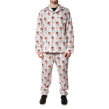 Dolce & Gabbana Multicolor Floral Print Cotton Pajama Set Sleepwear