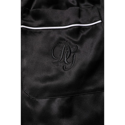 Dolce & Gabbana Black Silk Shirt Pants Pajama Set Sleepwear