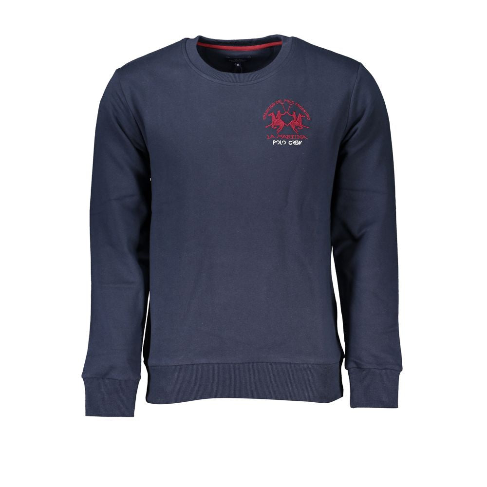 La Martina Blue Cotton Men Sweater