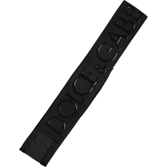 Dolce & Gabbana men's black nylon knitted headband with DG logo, 4cm, made in Italy. Fashion accessory with elastane for comfort.