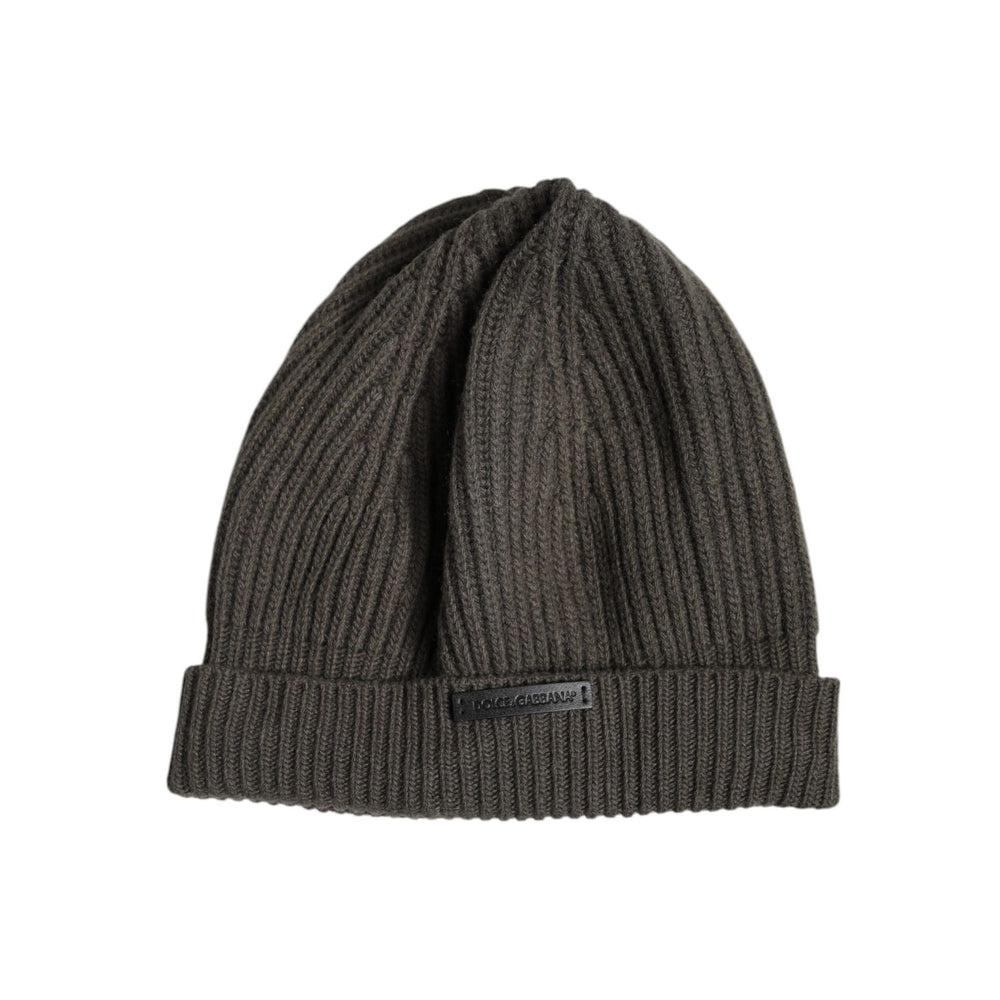 Dolce & Gabbana Green Wool DG Plaque Knitted Winter Beanie Hat HAT9697