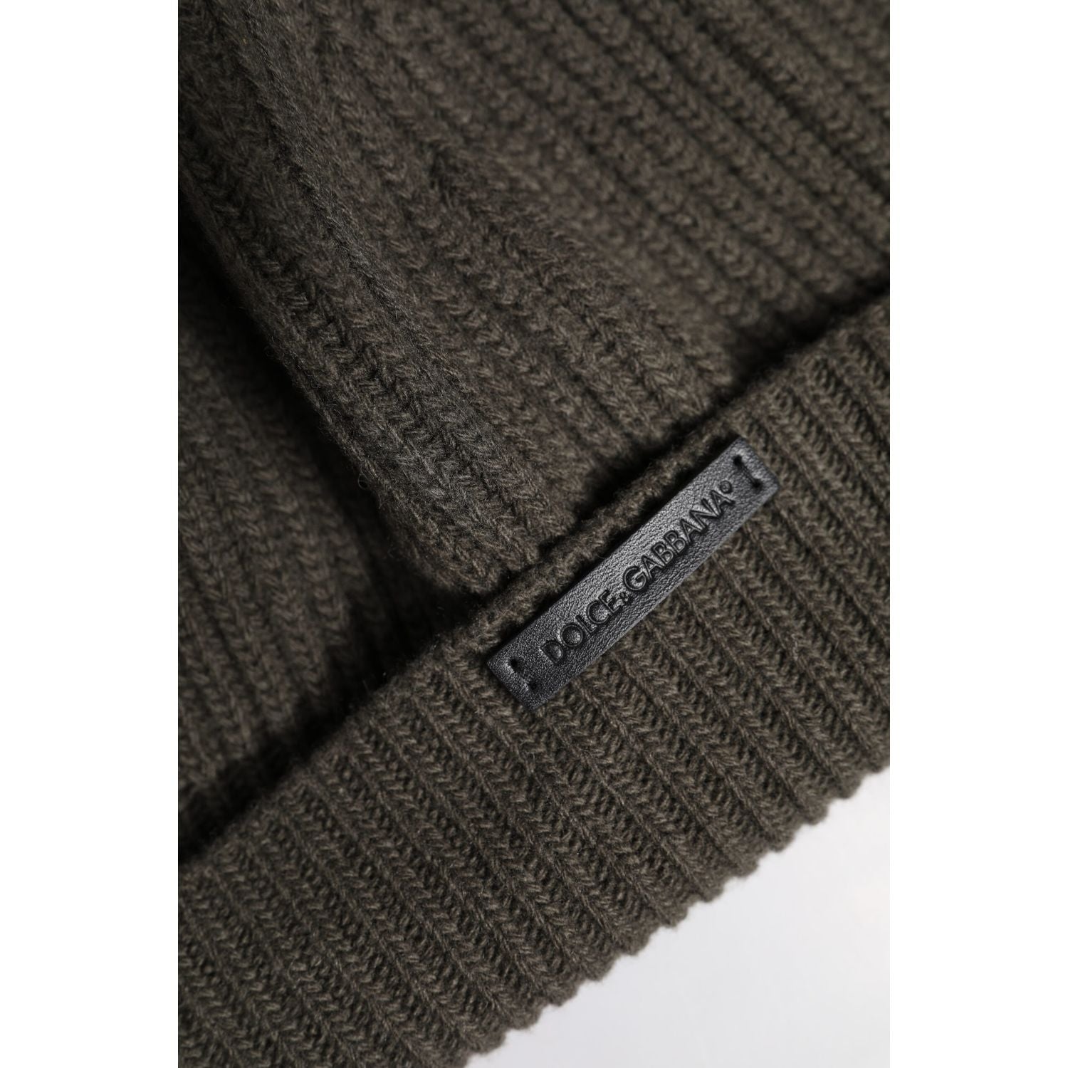 Dolce & Gabbana Green Wool DG Plaque Knitted Winter Beanie Hat