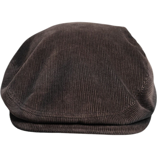 Dolce & Gabbana brown cotton newsboy cap, cabbie style hat with logo, 100% authentic, made in Italy.