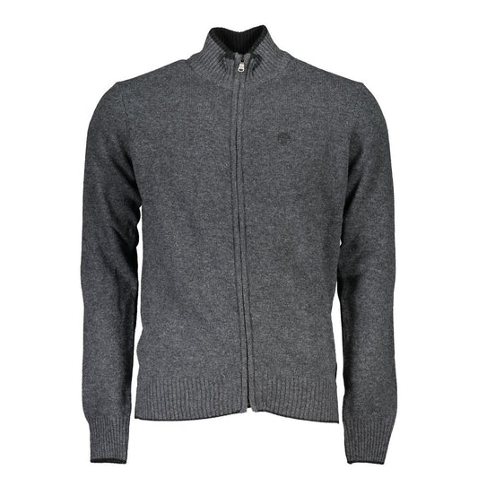 North Sails gray polyamide men's cardigan with zip closure and contrast details, crafted from recycled fibers for eco-friendly style.