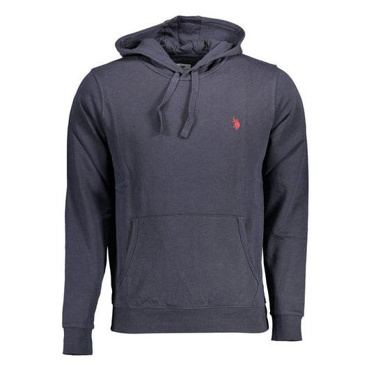 U.S. POLO ASSN. blue cotton men’s hooded sweater with central pocket and iconic embroidery, sporty and stylish design.