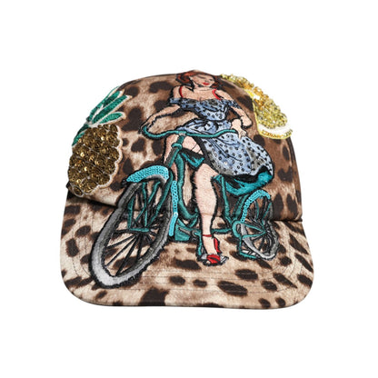 Dolce & Gabbana Brown Leopard Sequin Sicily Baseball Cap