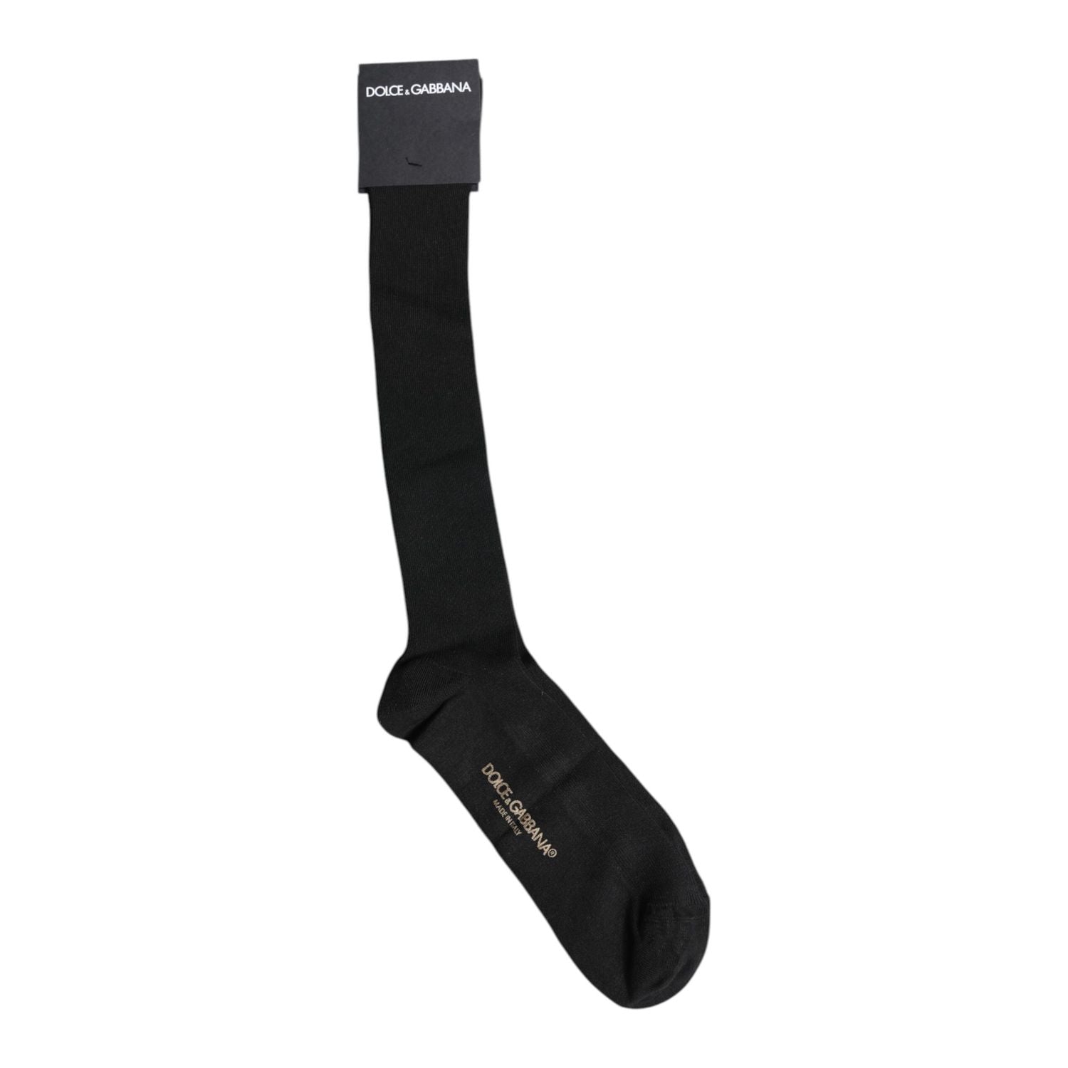 Dolce & Gabbana Black Viscose Logo Over The Calf Socks