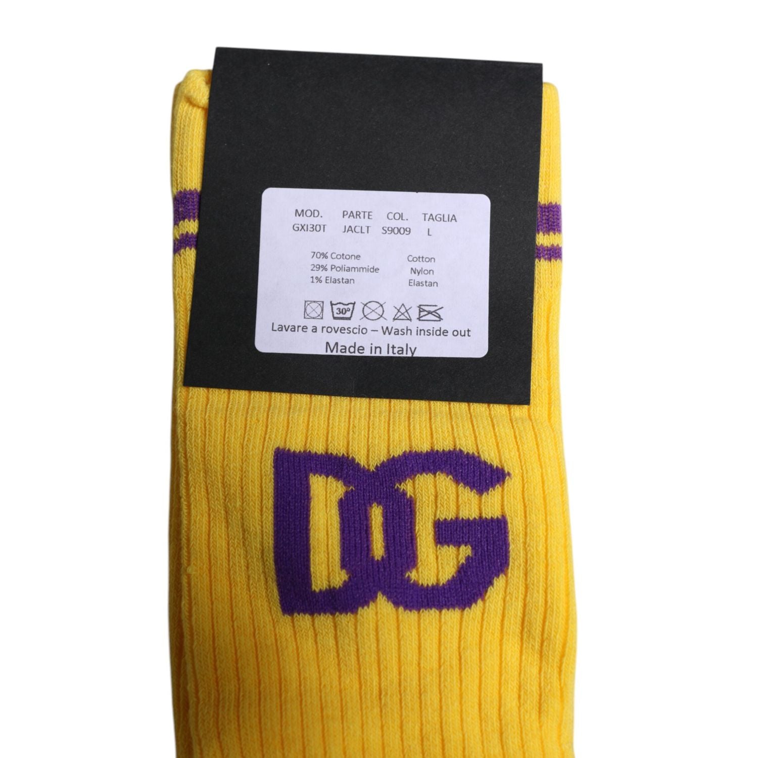 Dolce & Gabbana Yellow Cotton DG Logo Mid Calf Socks