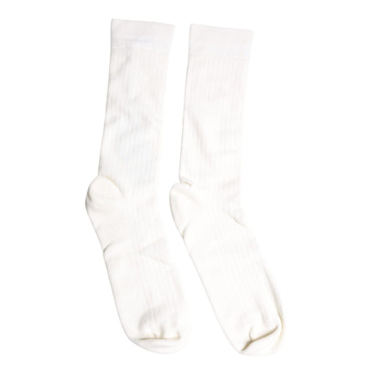 Dolce & Gabbana White Cotton Solid Mid Calf Men Socks SCS2215-L