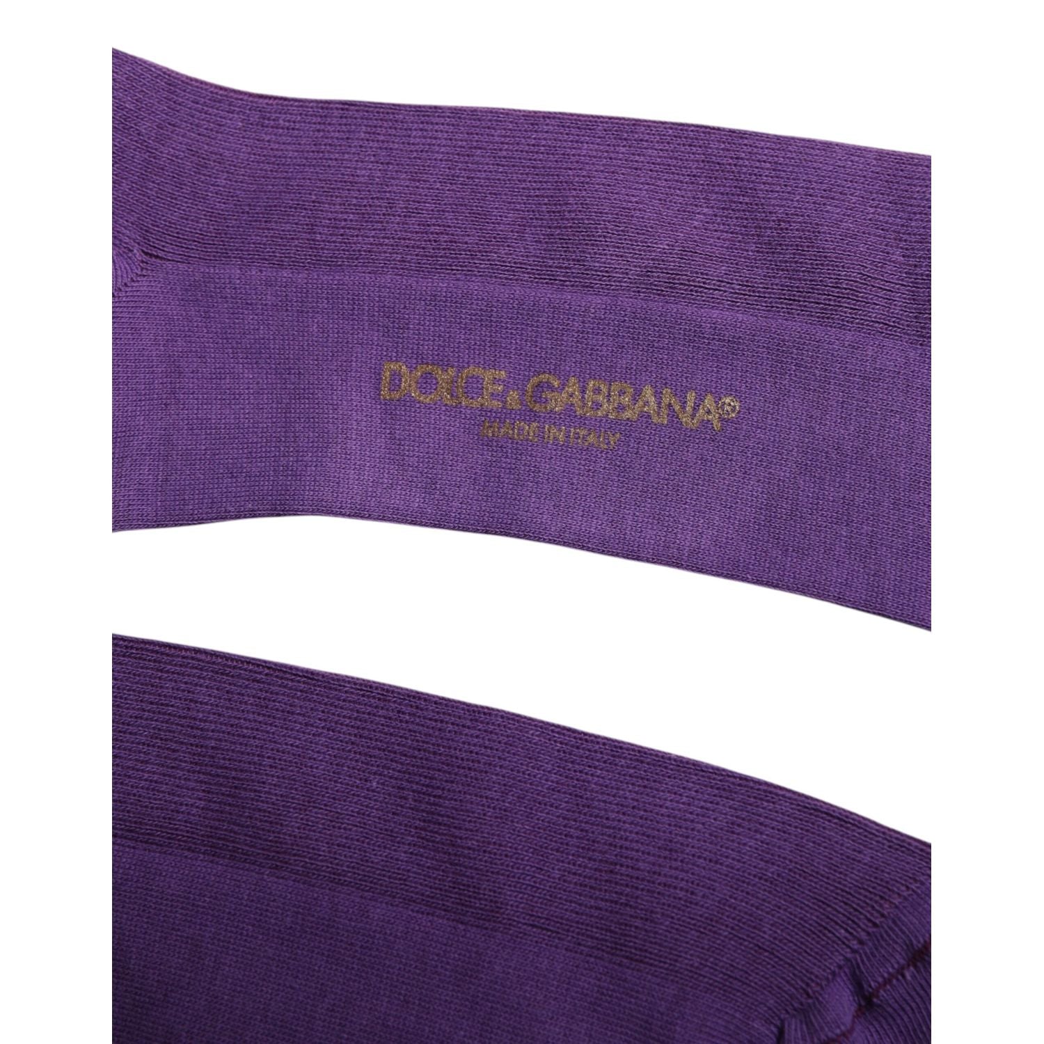 Dolce & Gabbana Purple Cotton Logo Over The Calf Socks