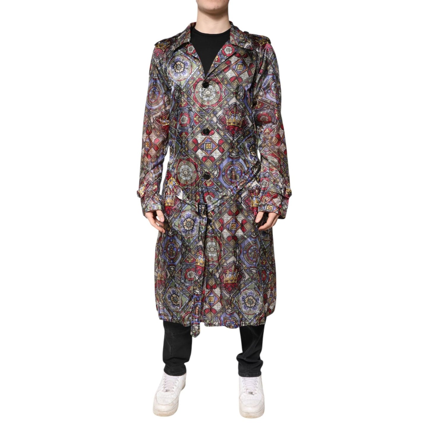 Dolce & Gabbana Multicolor Royal Bee Crown Trench Coat Jacket