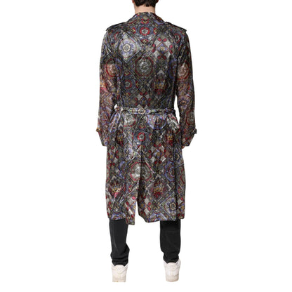 Dolce & Gabbana Multicolor Royal Bee Crown Trench Coat Jacket