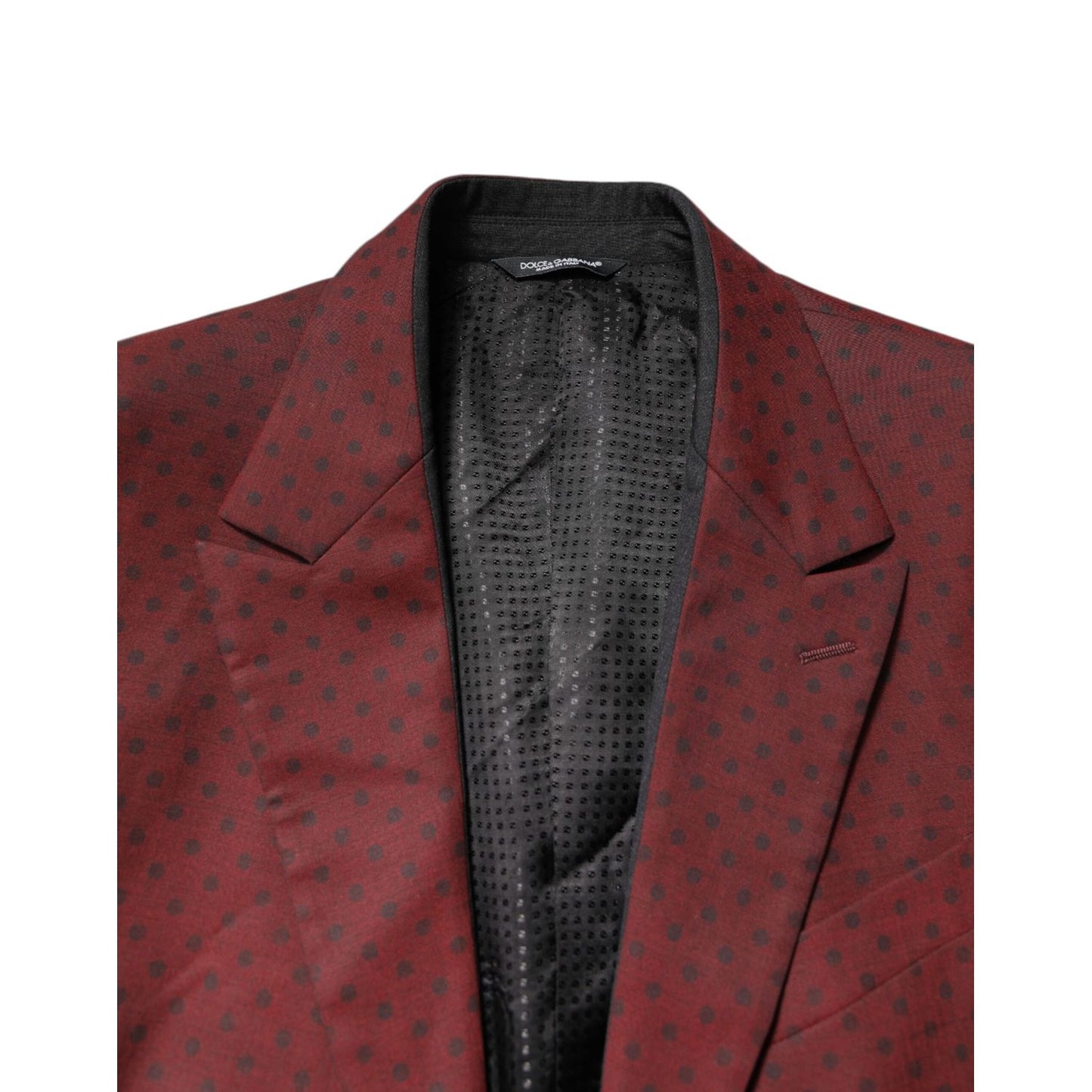 Dolce & Gabbana Maroon Wool Slim Fit Men Coat Jacket Blazer