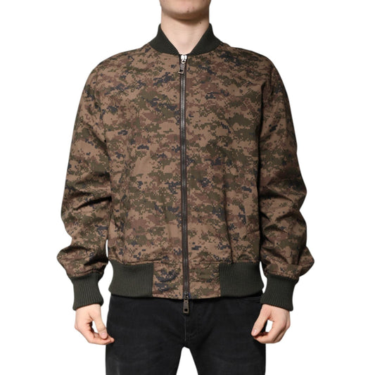 Dolce & Gabbana Brown Camouflage Bomber Full Zip Jacket JKT4123-56