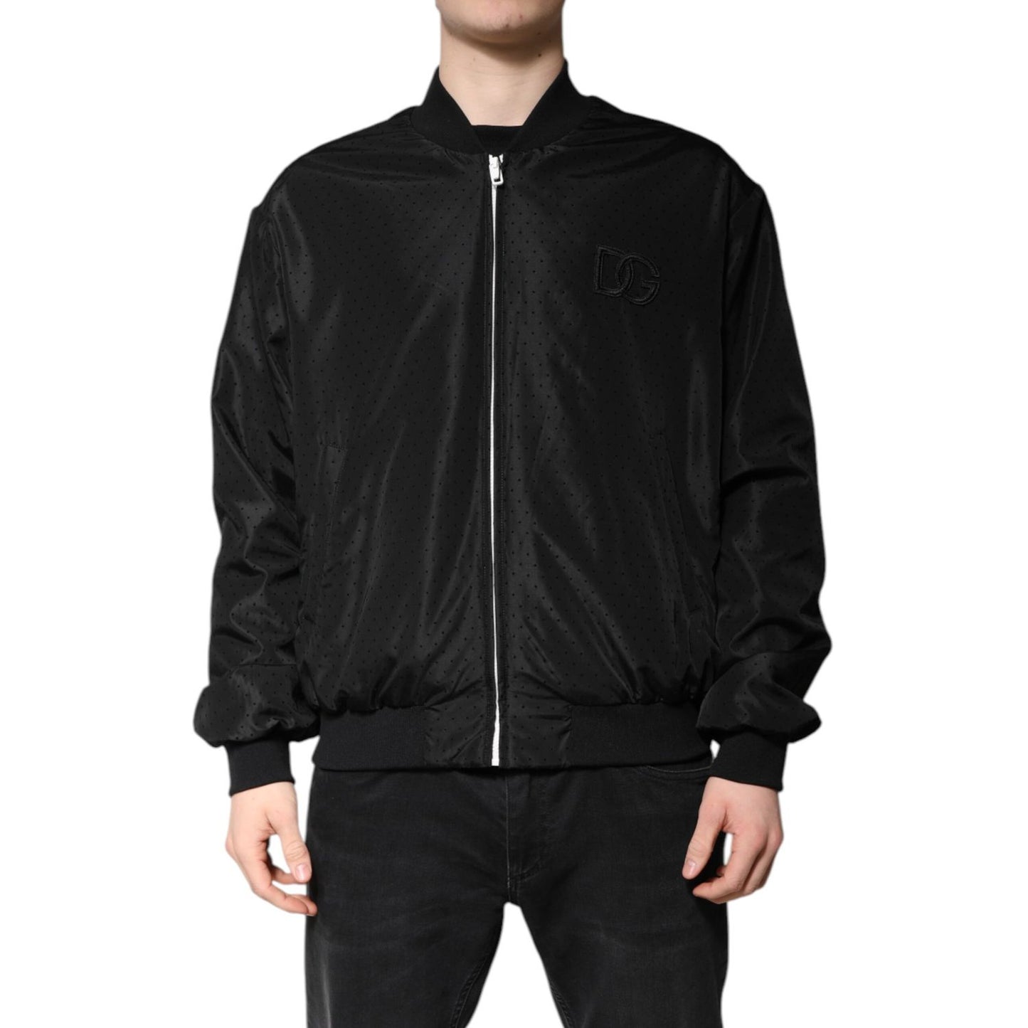Dolce & Gabbana Black Long Sleeves Full Zip Bomber Jacket