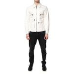 Dolce & Gabbana White Collared Full Zip Biker Coat Jacket JKT4160-48