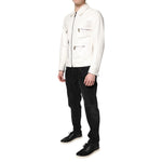 Dolce & Gabbana White Collared Full Zip Biker Coat Jacket JKT4160-48