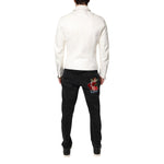 Dolce & Gabbana White Collared Full Zip Biker Coat Jacket JKT4160-48