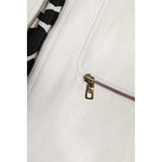 Dolce & Gabbana White Collared Full Zip Biker Coat Jacket JKT4160-48