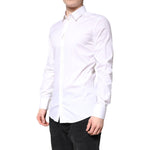 Dolce & Gabbana White Cotton GOLD Dress Formal Collared Shirt TSH86356-39