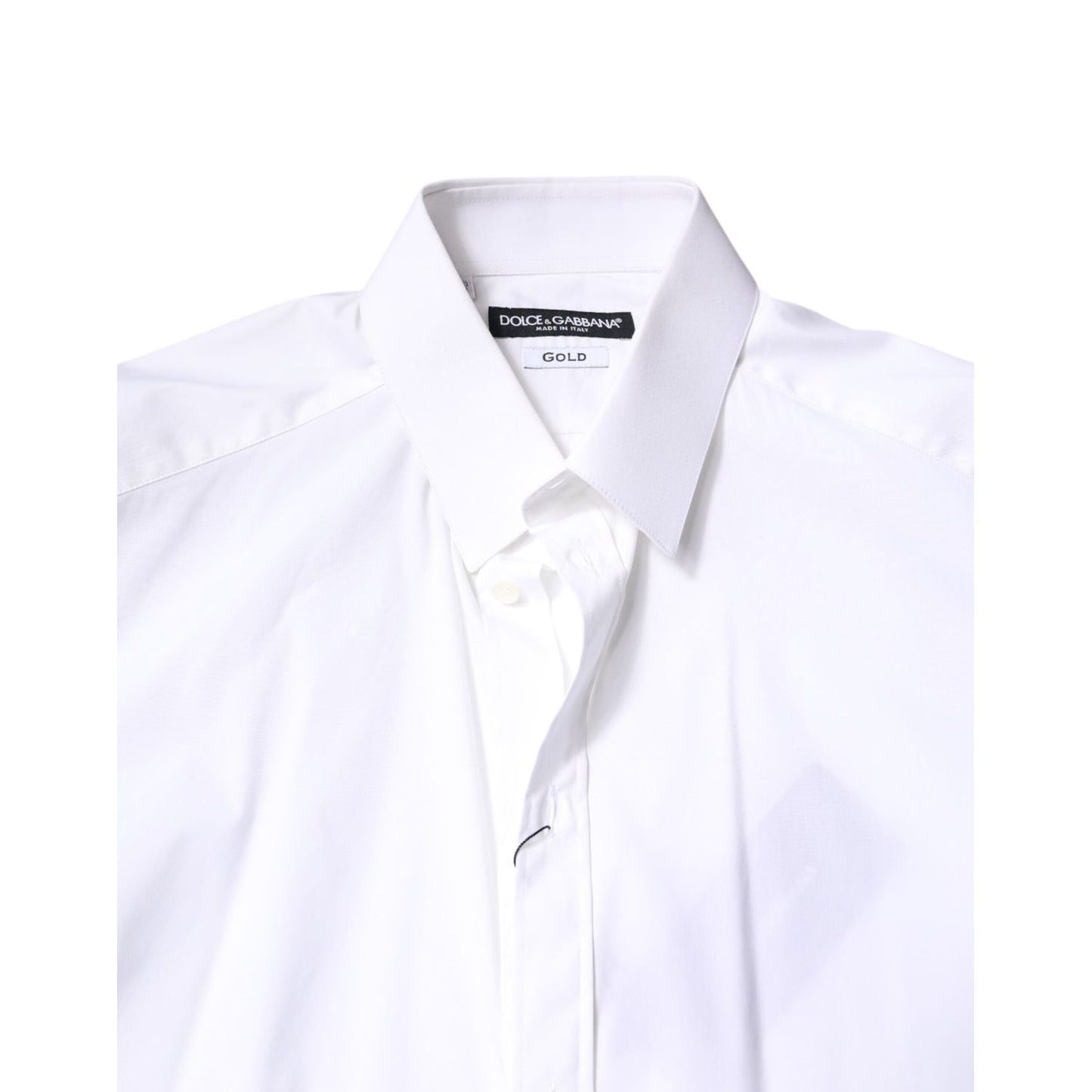 Dolce & Gabbana White Cotton GOLD Dress Formal Collared Shirt TSH86356-39