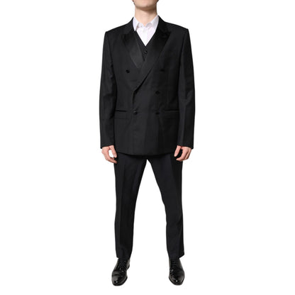 Dolce & Gabbana Black Double Breasted Formal 3 Piece Suit