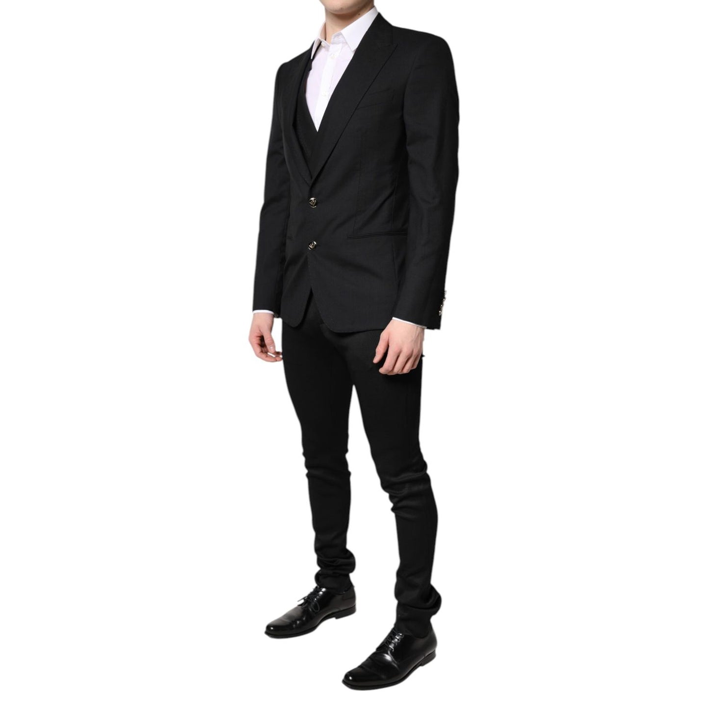 Dolce & Gabbana Black Single Breasted Formal Blazer with Vest