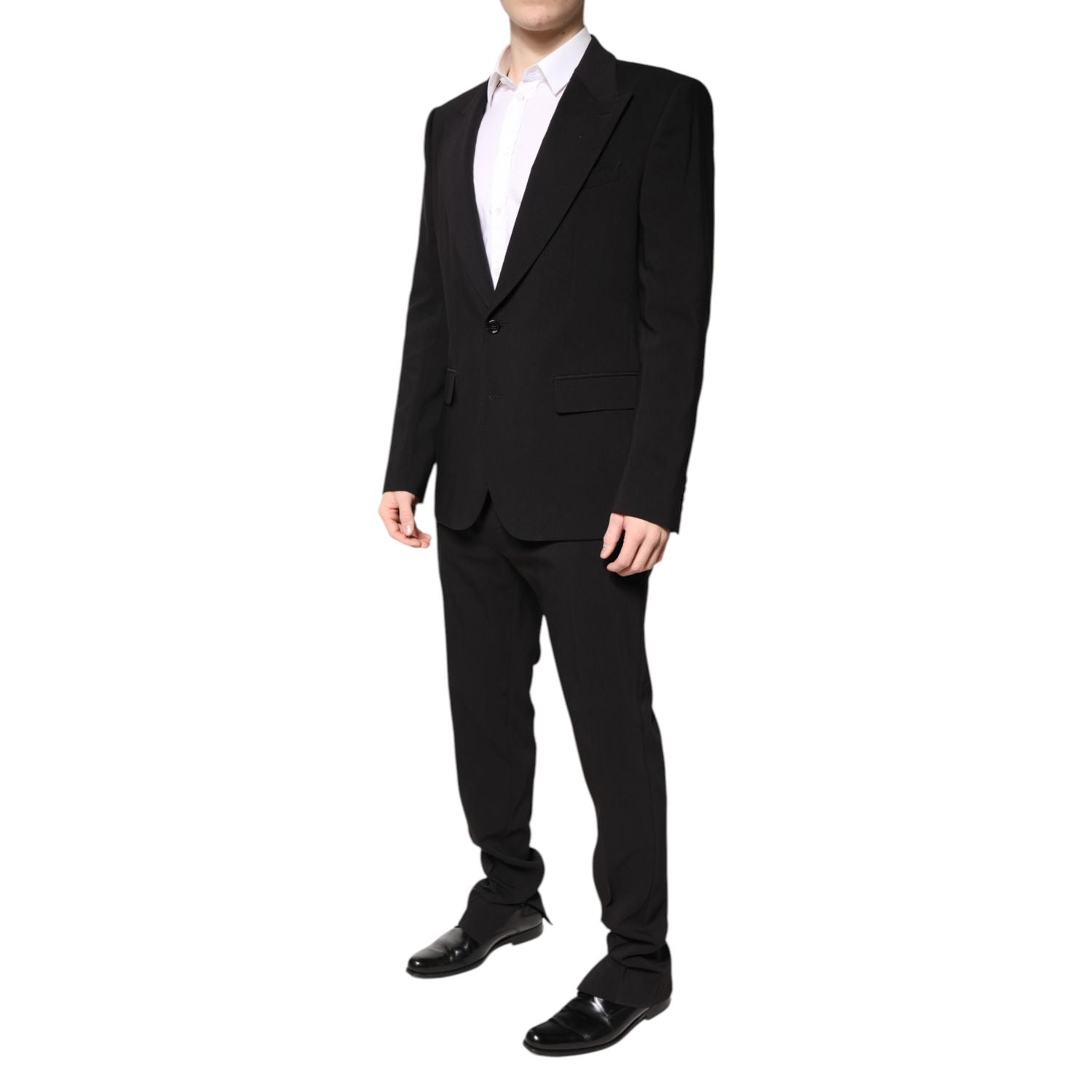 Dolce & Gabbana Black Cotton Single Breasted 2 Piece Suit