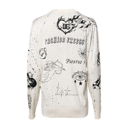 Dolce & Gabbana White Logo Angel Print Women Pullover Sweater