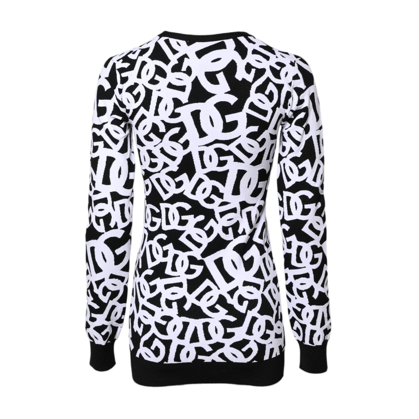 Dolce & Gabbana Black White Logo Print Women Pullover Sweater
