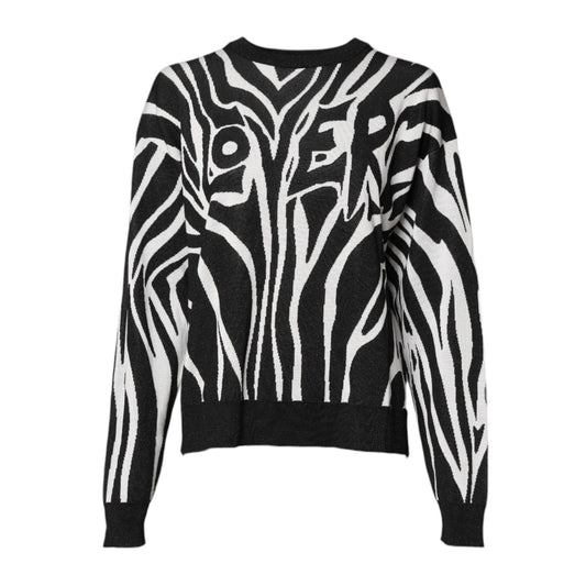 Dolce & Gabbana Black White Print Women Pullover Sweater
