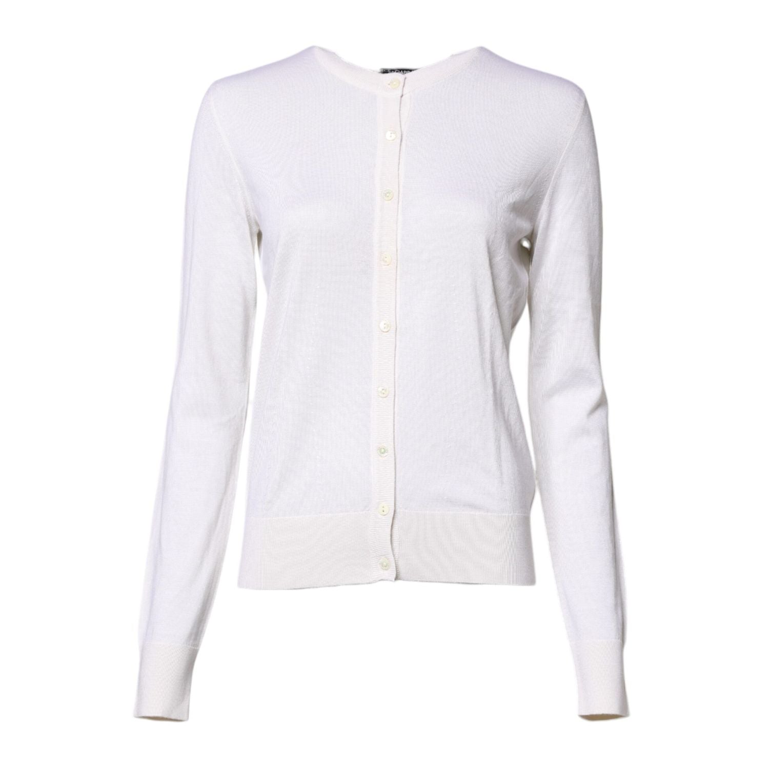 Dolce & Gabbana White Cashmere Crew Neck Top Cardigan Sweater