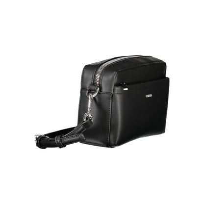 Calvin Klein Black Polyester Women Handbag with adjustable strap and exterior pocket for modern style and convenience.