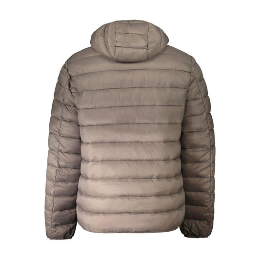 Back view of Norway 1963 brown polyamide men's jacket with hood and zip closure, showcasing durable design for all outdoor adventures.