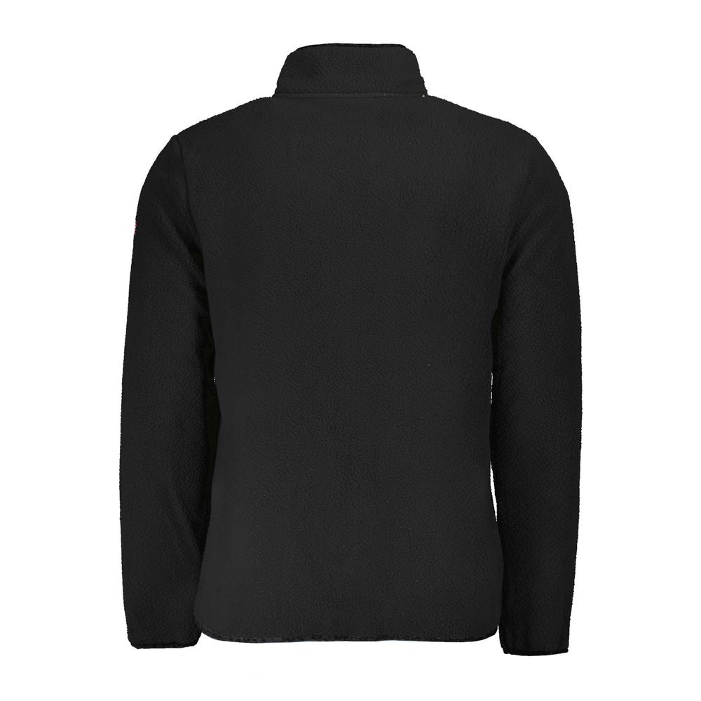 Back view of Norway 1963 Black Polyester Men Sweater with zipper and pockets.