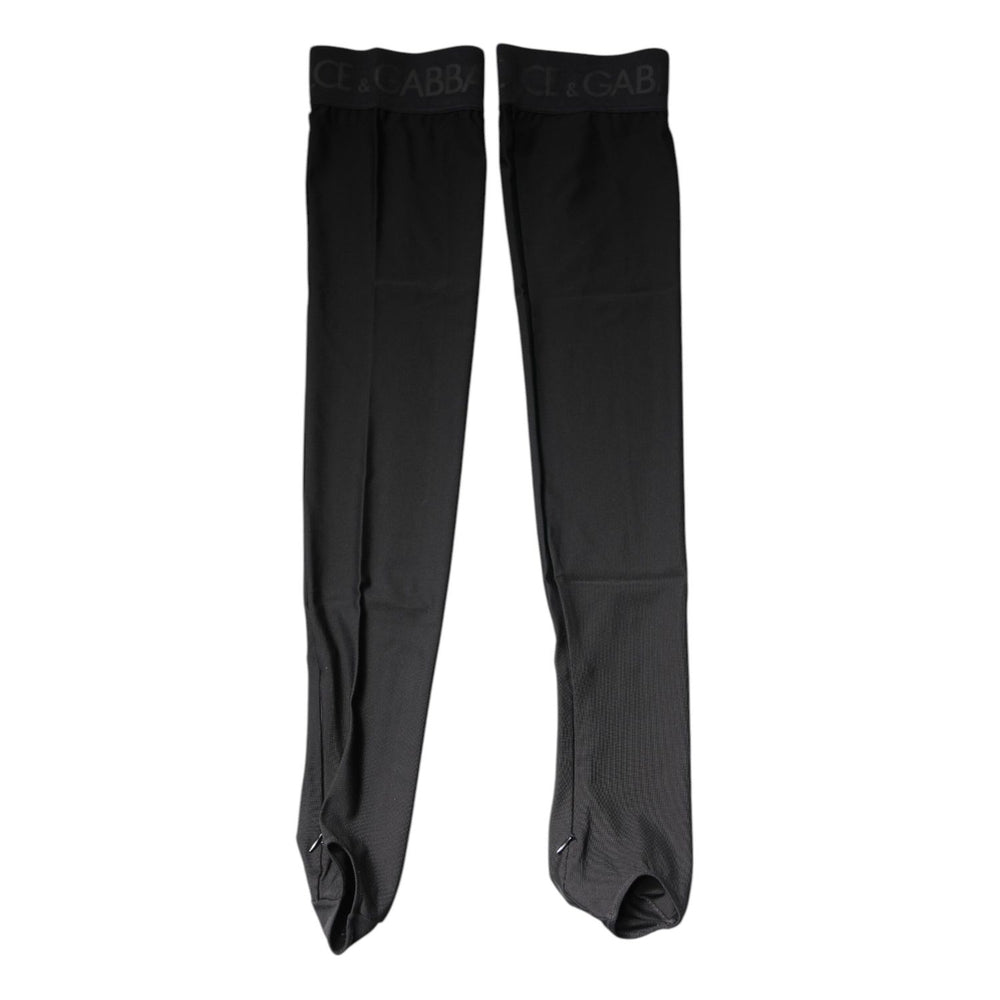 Dolce & Gabbana Black Viscose Stretch Over Calf Stockings Socks