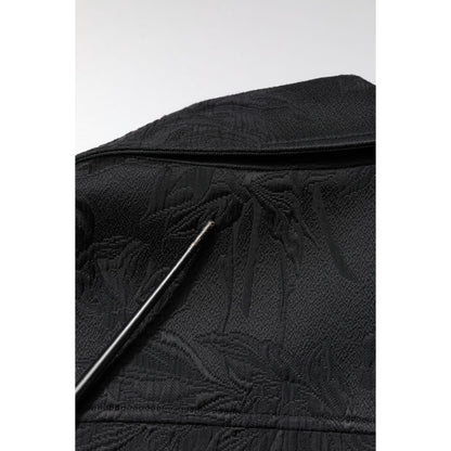 Dolce & Gabbana Black Brocade Cotton Full Zip Biker Jacket