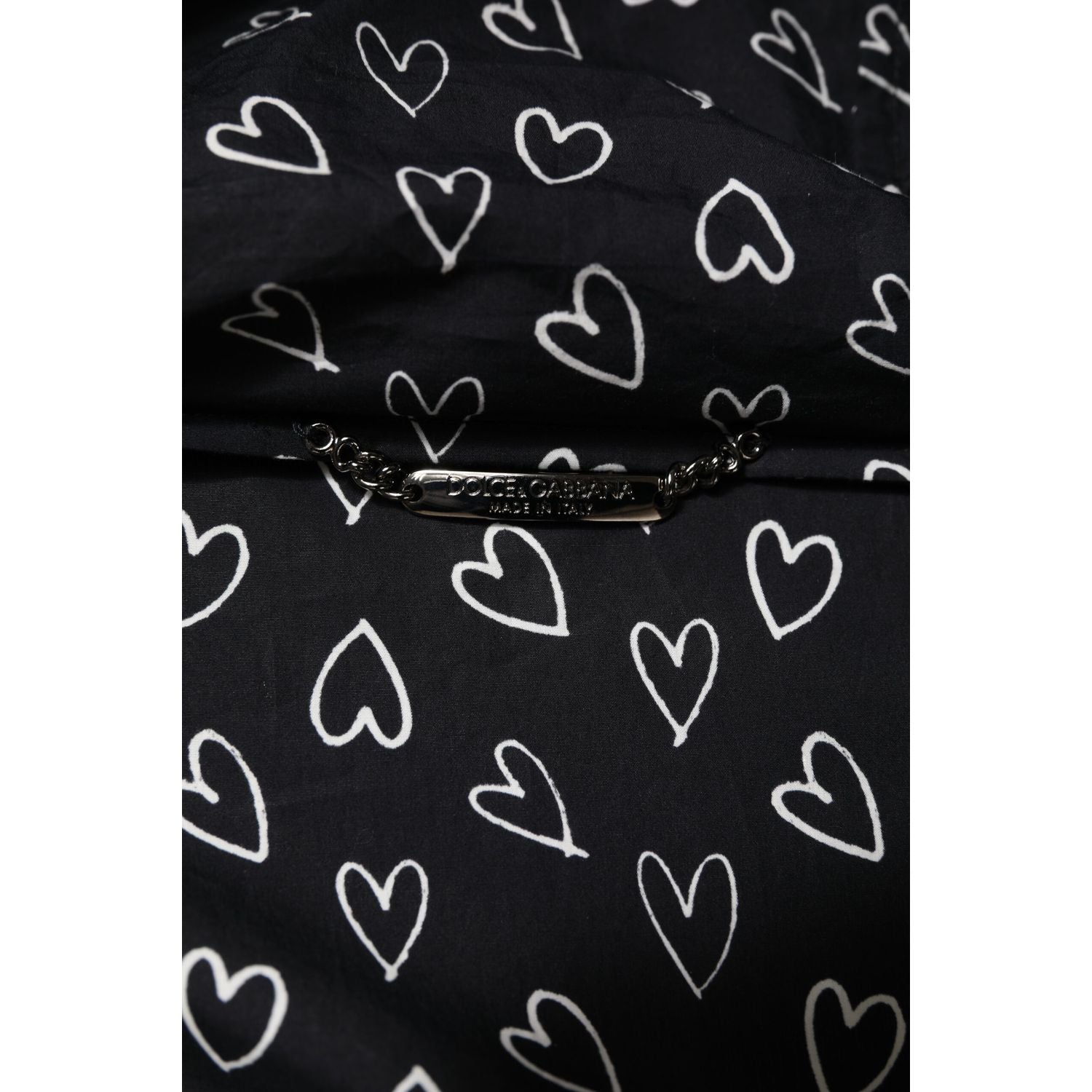 Dolce & Gabbana Black Heart Print Hooded Windbreaker Jacket