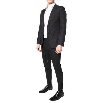 Dolce & Gabbana Black Cotton TAORMINA Formal 2 Piece Suit