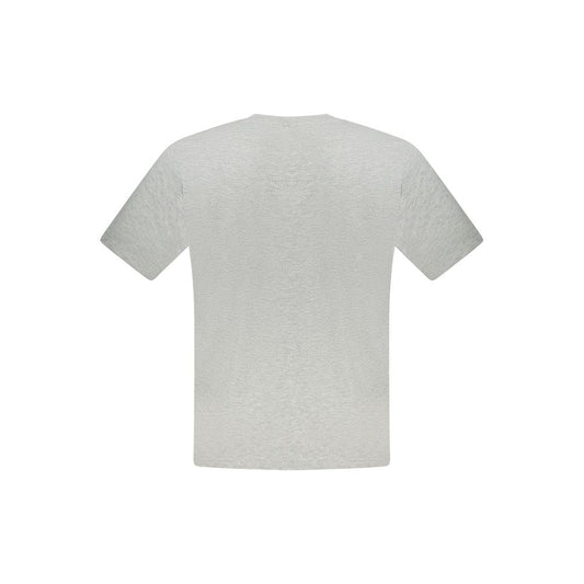 North Sails gray cotton men’s t-shirt with short sleeves and crew neck, featuring a bold logo design, perfect for casual wear.